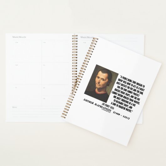 Machiavelli Prince Imitate Fox Lion Advice Quote Planner (Display)