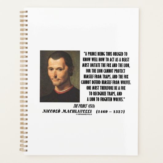 Machiavelli Prince Imitate Fox Lion Advice Quote Planner (Voorkant)