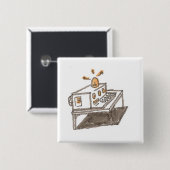 machine01 vierkante button 5,1 cm (Voorkant /achterkant)