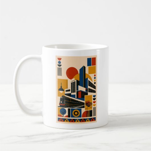 Machine Age - Geometrische Kunstmok Koffiemok (Links)
