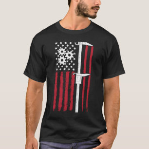 Machine Caliper Machinist American Flag Tools Dia T-shirt