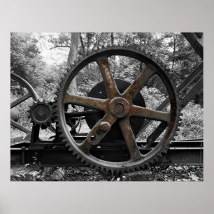 MACHINE IN BOSBOUW AFGEBANGEN POSTER