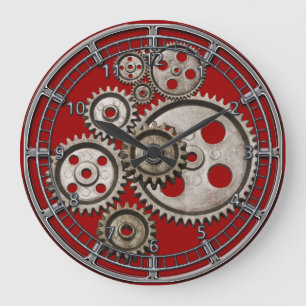  machine met steampunkmotor 2 uur grote klok