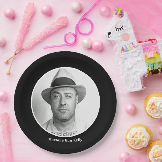 Machine Pistool Kelly Papieren Bordje (Feest)