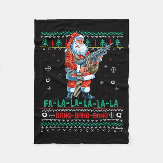 Machine Santa Claus Gun Lover Ugly Christmas Sweat Fleece Deken (Voorkant)