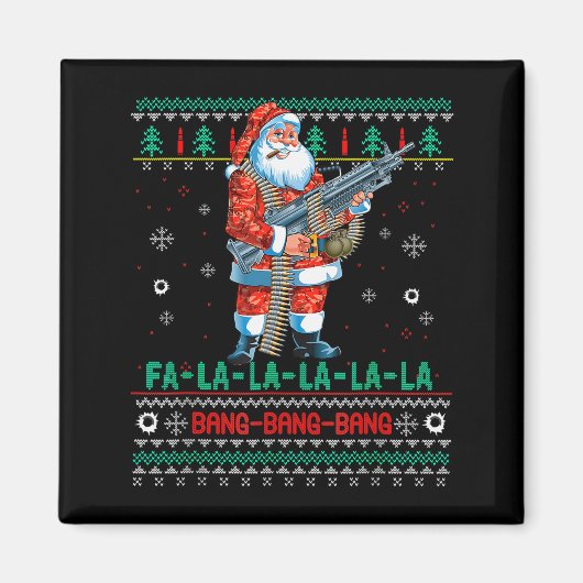 Machine Santa Claus Gun Lover Ugly Christmas Sweat Magneet (Voorkant)