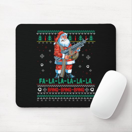Machine Santa Claus Gun Lover Ugly Christmas Sweat Muismat (Met muis)