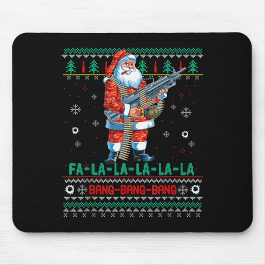 Machine Santa Claus Gun Lover Ugly Christmas Sweat Muismat (Voorkant)