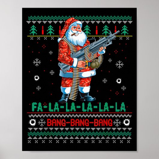 Machine Santa Claus Gun Lover Ugly Christmas Sweat Poster (Voorkant)