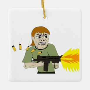 machinegunner keramisch ornament
