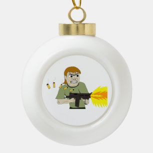 machinegunner keramische bal ornament