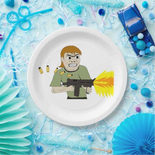 machinegunner papieren bordje (Feest)