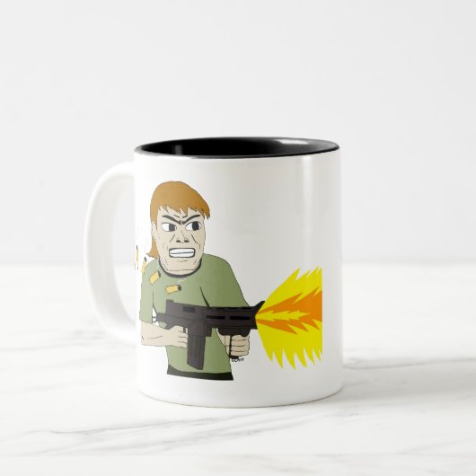 machinegunner tweekleurige koffiemok (Voorkant links)