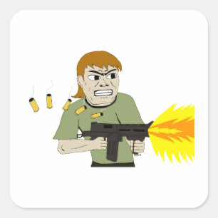 machinegunner vierkante sticker