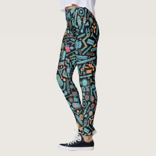 Machineonderdelen naadloos patroon leggings