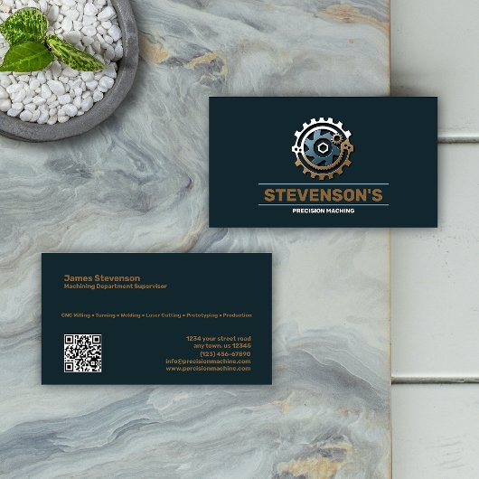 Machines en metalen fab visitekaartje
