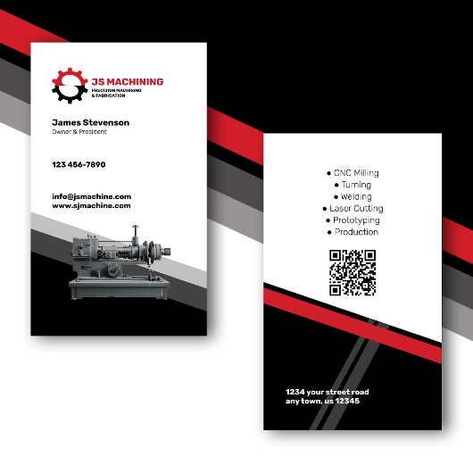 Machines en metalen fab visitekaartje