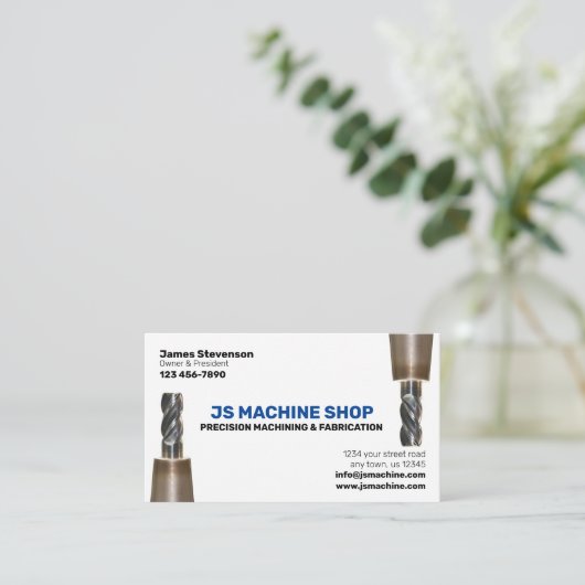 Machines en metalen fab visitekaartje (Staand voorkant)