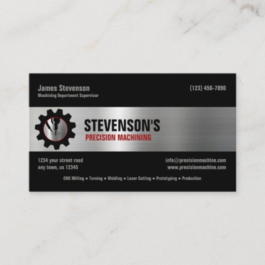 Machines en metalen fab visitekaartje (Voorkant)