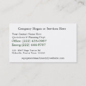 Machines en toestellen voor het reinigen van land visitekaartje (Achterkant)