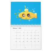 Machines en transport cartoon illustratie kalender (Feb 2026)