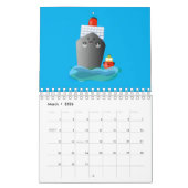 Machines en transport cartoon illustratie kalender (Mar 2026)