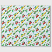 Machines met kerstbomen en pinguïns cadeaupapier (Vlak)