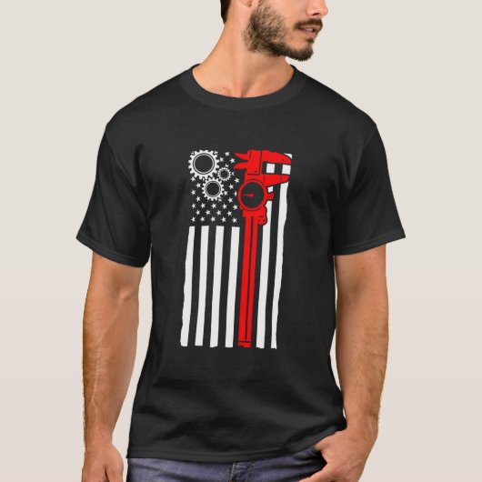 Machinist Flag Tools Cnc Machine Operator Machinin T-shirt (Voorkant)