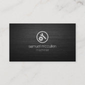 Machinist Gear Moersleutel Ikoon Geborsteld Metaal Visitekaartje (Voorkant)
