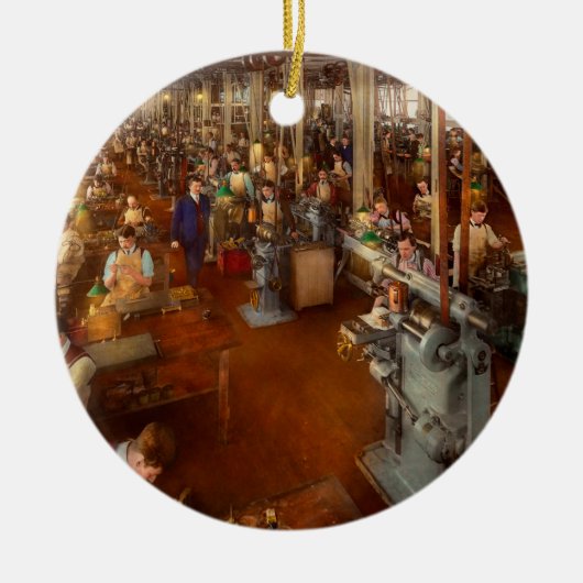 Machinist - handen op het werk 1904 keramisch ornament (Voorkant)