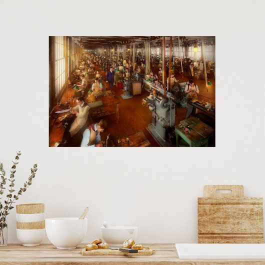 Machinist - handen op het werk 1904 poster (Keuken)