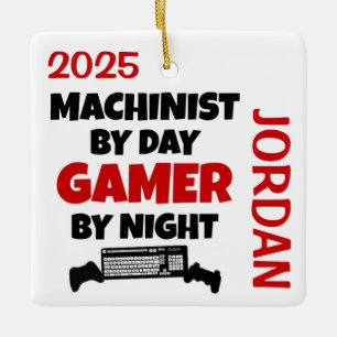 Machinist houdt van videospellen spelen keramisch ornament