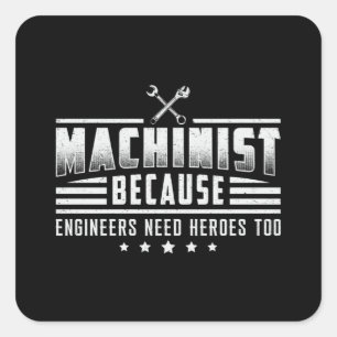Machinist Machine CNC Machinist Mechanisch Gift Id Vierkante Sticker