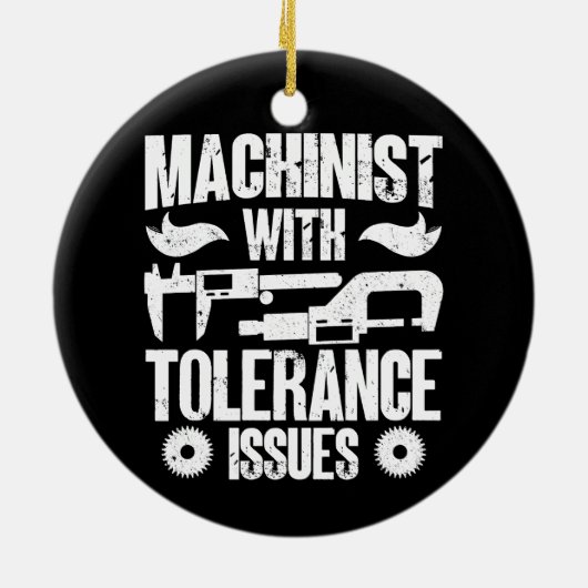 Machinist met tolerantieproblemen Machineoperator Keramisch Ornament (Achterkant)