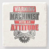 Machinist met werktuigkundige stenen onderzetter (Voorkant)