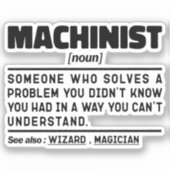 Machinist Noun Verjaardag Papa Cool Vaderdag Grapp Sticker (Voorkant)