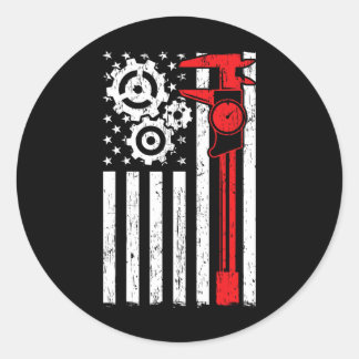 Machinist Patriottic Machine Tools Operator Ronde Sticker