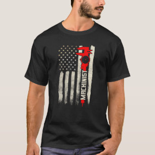 Machinist Patriottisch US Flag Design op de rug va T-shirt