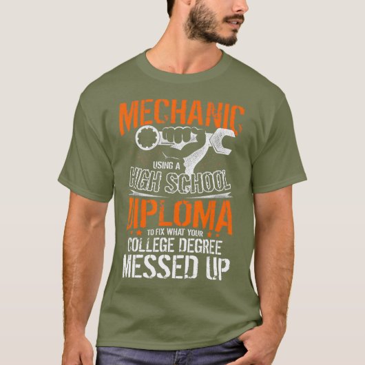 Machinist T-shirt Mechanisch met middelbare school (Voorkant)