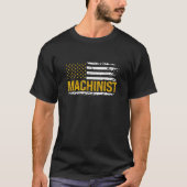 Machinist US vlag Distress Machining Lathe Milli T-shirt (Voorkant)