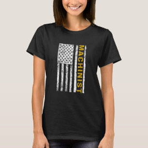 Machinist US vlag Distress Machining Lathe Milli T-shirt