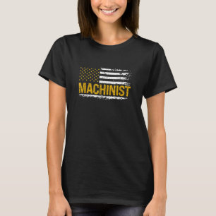 Machinist US vlag Distress Machining Lathe Milli T-shirt