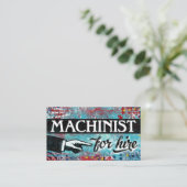 Machinist voor hire Visitekaartjes - Blauw rood (Staand voorkant)