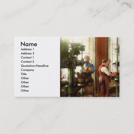 Machinist - Wanneer precisie belangrijk is 1919 Visitekaartje (Voorkant)