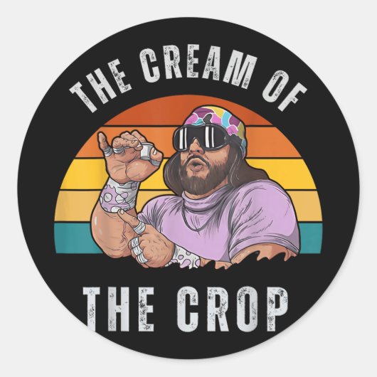 Macho Cream Of Crop Oh Yeah Retro Grappig  Ronde Sticker (Voorkant)