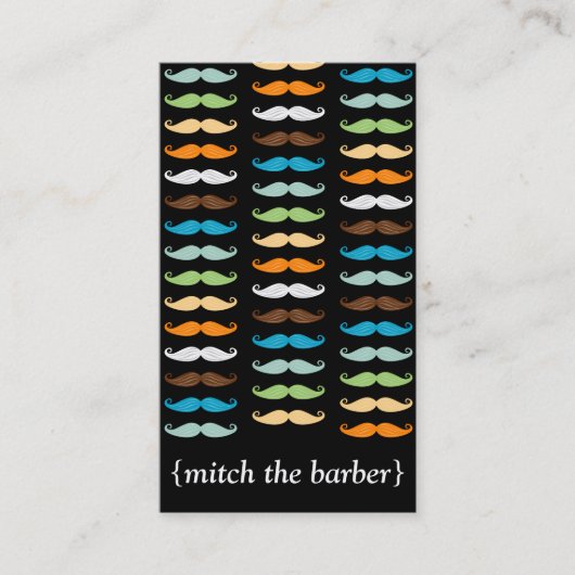 Macho Mustaches Vertical Bizcard Visitekaartje (Voorkant)
