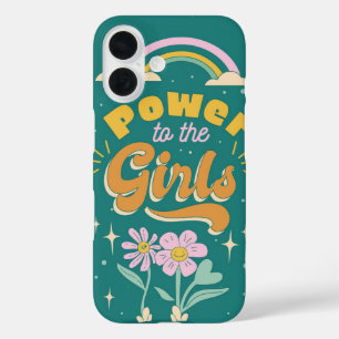 Macht aan de Meisjes Retro Regenboog Bloemen iPhone 16 Hoesje