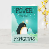 Macht aan de pinguïns - wenskaarten kaart (Gele Bloem)