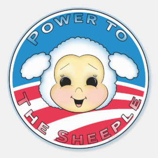 macht aan de schapen (obama) ronde sticker