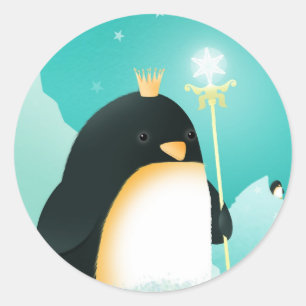 Macht aan pinguïns - keizerstokers ronde sticker